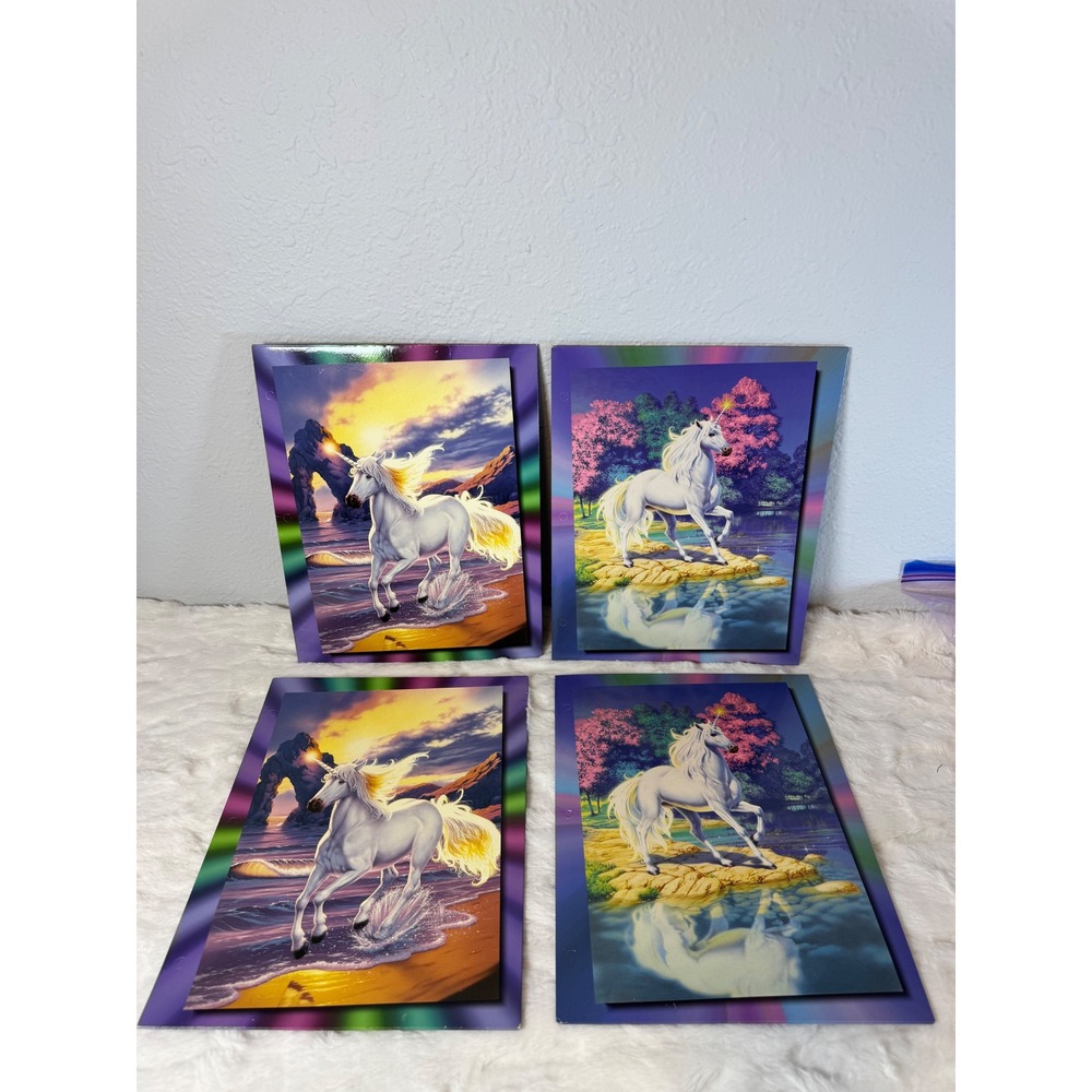 Vintage 1997 Stuart Hall Unicorn Folders Meiklejohn Graphics 90s Fantasy Set 4